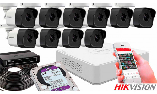 Комплект видеонаблюдения на 10 камер для улицы 2mp IP